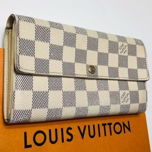 🌟 GENUINE LOUIS VUITTON Damier Azur Sarah Wallet